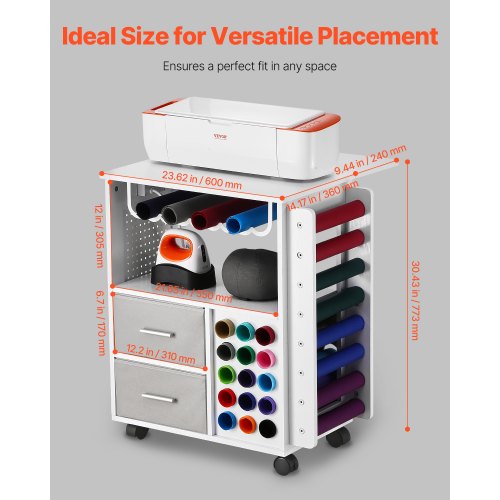 Rolling Craft Cart and Storage Table Compatible with Cricut Machines