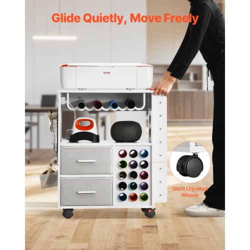 Rolling Craft Cart and Storage Table Compatible with Cricut Machines