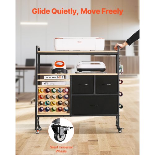 Rolling Craft Cart and Storage Table Compatible with Cricut Machines