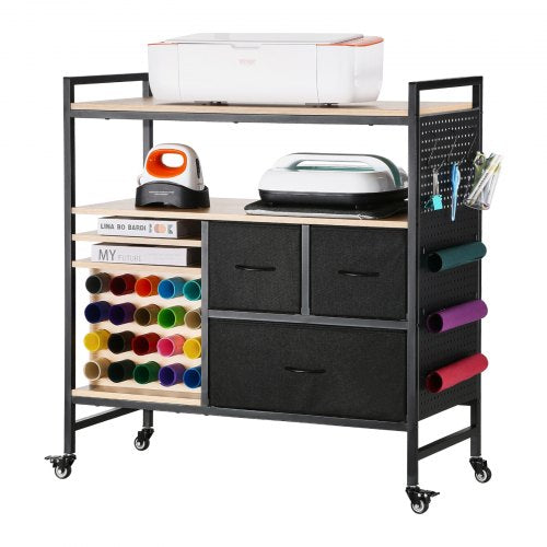 Rolling Craft Cart and Storage Table Compatible with Cricut Machines