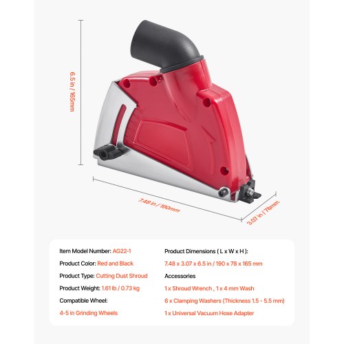 Cutting Dust Shroud for Angle Grinders Universal 45 in Angle Grinder Dust