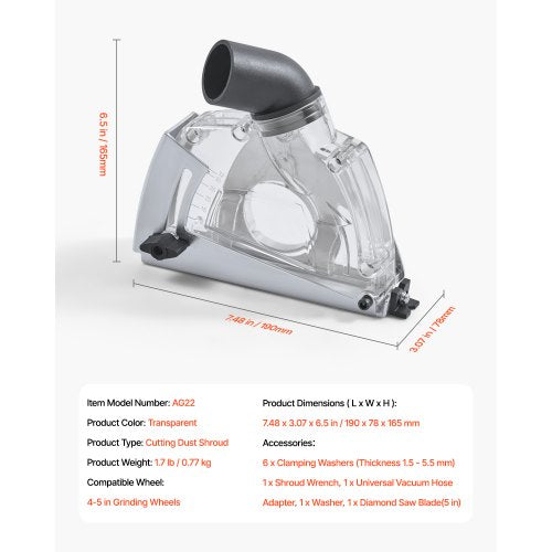 Cutting Dust Shroud for Angle Grinders Universal 45 in Angle Grinder Dust
