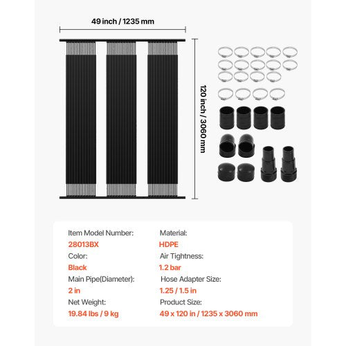 Solar Pool Heater 4 x 10 ft HDPE Pool Heating System  Durable