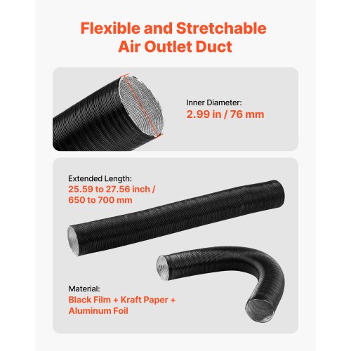 Diesel Heater Pipe Duct Vent Kit 3inch Heater Pipe Warm Air Outlet Vent