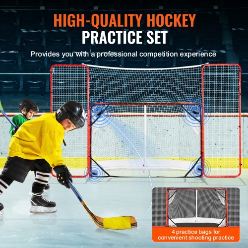 Hockey Goal with Backstop and Targets Street Steel Hockey Net 72 Pro