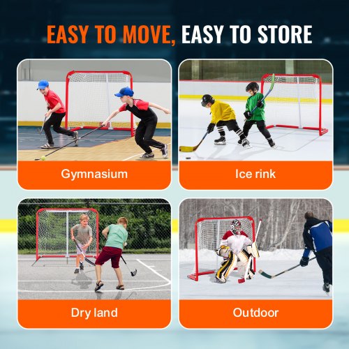 Youth Street Hockey Net Indoor Outdoor Steel Hockey Goal Portable