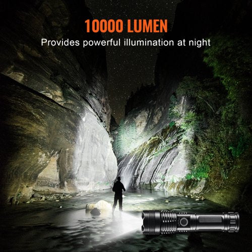 10000 Lumen High Lumens Flashlight 5 Lighting Modes Rechargeable IPX4 LED