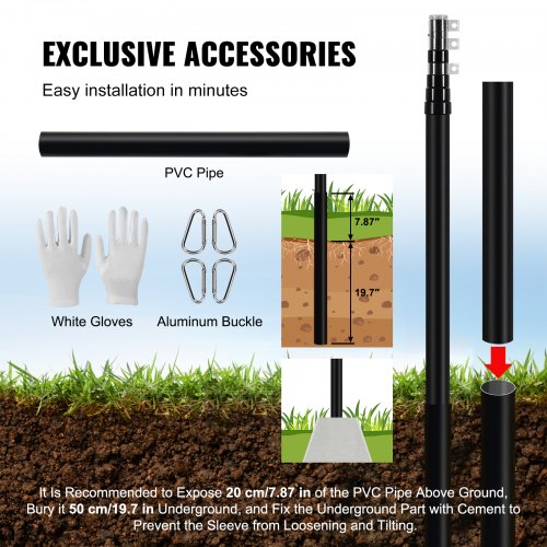 20FT Telescoping Flag pole Kit Heavy Duty Aluminum Alloy in Ground Flag