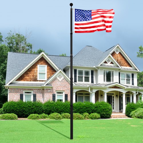 25FT Telescoping Flag pole Kit Heavy Duty Aluminum Alloy in Ground Flag