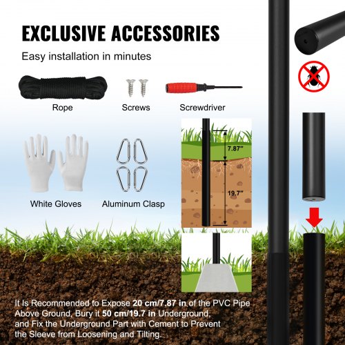25FT Sectional Flag pole Kit Heavy Duty Aluminum Alloy in Ground Flag poles