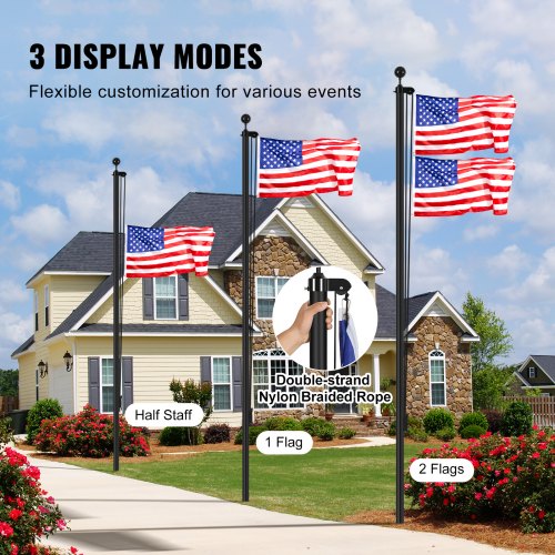 30FT Sectional Flag pole Kit Heavy Duty Aluminum Alloy in Ground Flag poles