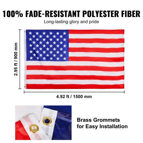 25FT Detachable Flagpole Kit Heavy Duty Aluminum Flag Pole American Silver