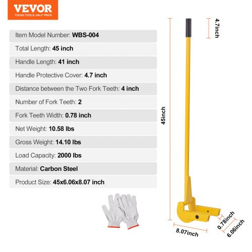 Pallet Buster 41Inch Handle 2000 lbs Weight Capacity Q235 Carbon Steel
