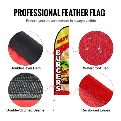Burger Restaurant Advertising Feather Flag with Pole Kit Advertising Flags