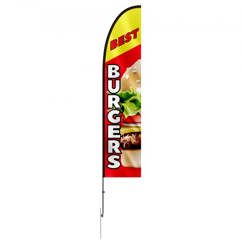 Burger Restaurant Advertising Feather Flag with Pole Kit Advertising Flags
