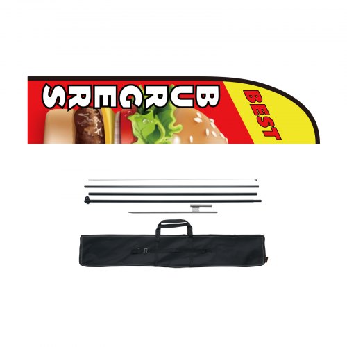 Burger Restaurant Advertising Feather Flag with Pole Kit Advertising Flags