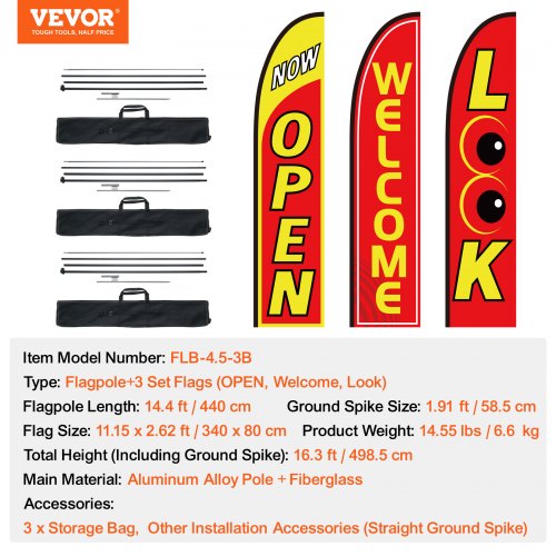 Open Flags with Pole Kit Advertising Flags for Business Outside