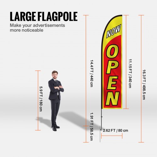 Open Flag with Pole Kit Advertising Flag for Business Outside Advertising