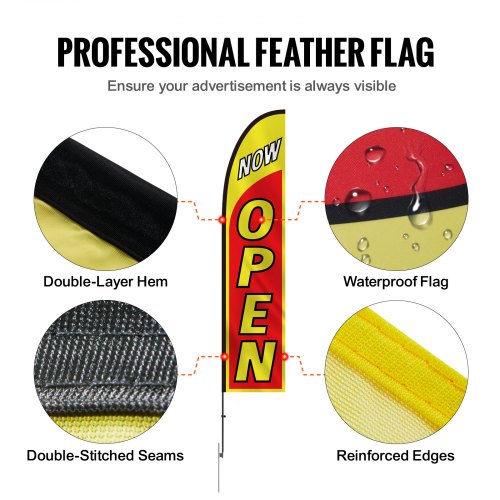 Open Flag with Pole Kit Advertising Flag for Business Outside Advertising