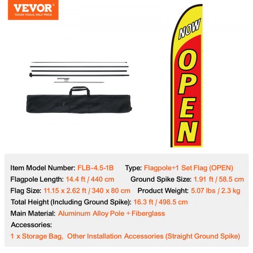Open Flag with Pole Kit Advertising Flag for Business Outside Advertising
