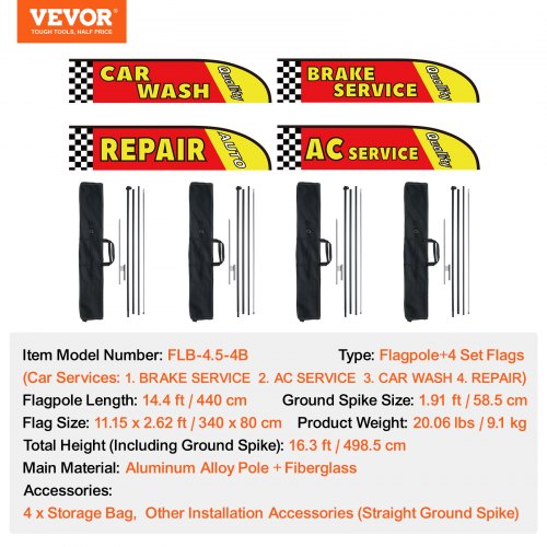 Auto Repair Advertising Feather Flag with Pole Kit Advertising Flags