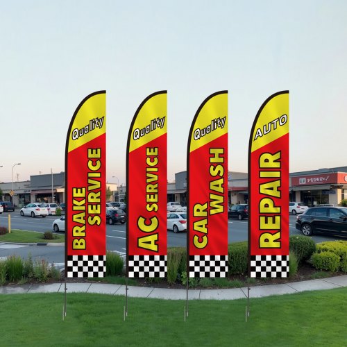 Auto Repair Advertising Feather Flag with Pole Kit Advertising Flags