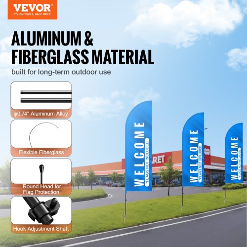 Feather Flag Pole Kit 2 Packs Swooper Flag Pole 12.7 ft Sign Flag Poles