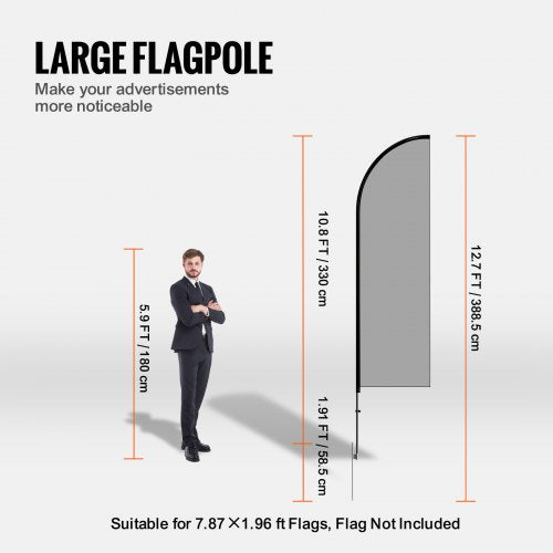 Feather Flag Pole Kit 2 Packs Swooper Flag Pole 12.7 ft Sign Flag Poles