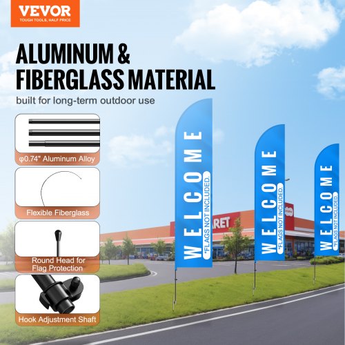Feather Flag Pole Kit 4 Packs Swooper Flag Pole 16.3 ft Sign Flag Poles