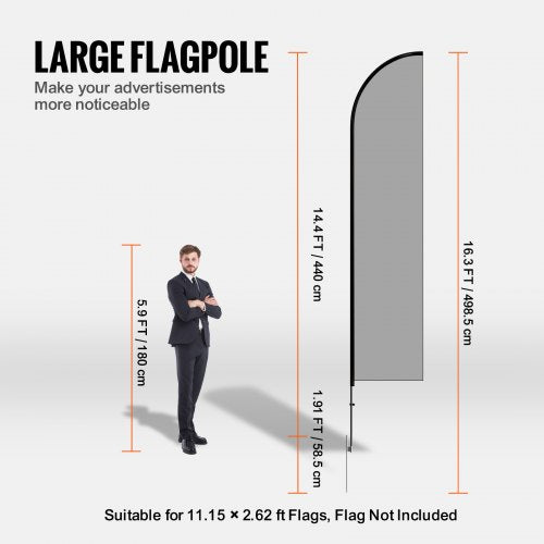 Feather Flag Pole Kit 4 Packs Swooper Flag Pole 16.3 ft Sign Flag Poles