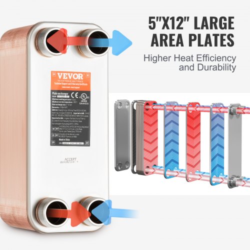 Heat Exchanger 5x 12 50 Plates Brazed Plate Heat Exchanger Copper316L