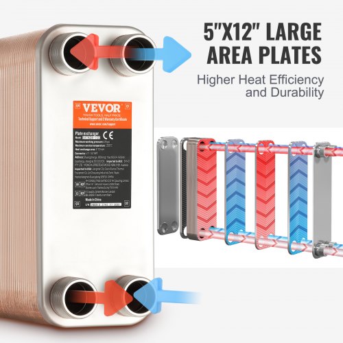 Heat Exchanger 5x 12 80 Plates Brazed Plate Heat Exchanger Copper316L