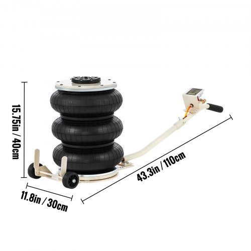 Pneumatic Jack 5 Ton11023 lbs Triple Bag Air Jack Lifting Height