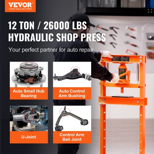 Hydraulic Shop Press 12 Ton HFrame Hydraulic GarageShop Floor Press