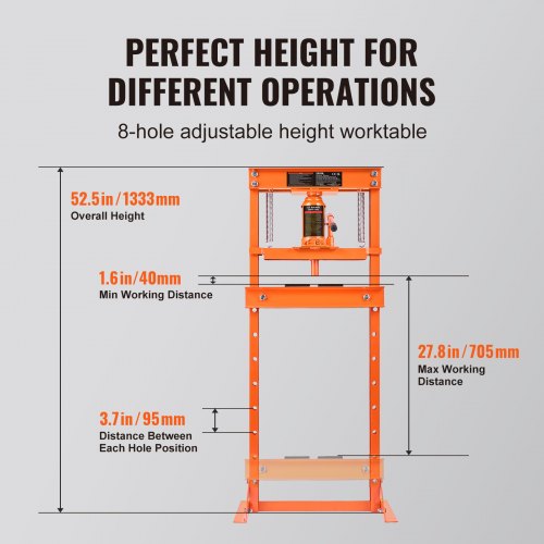 Hydraulic Shop Press 12 Ton HFrame Hydraulic GarageShop Floor Press
