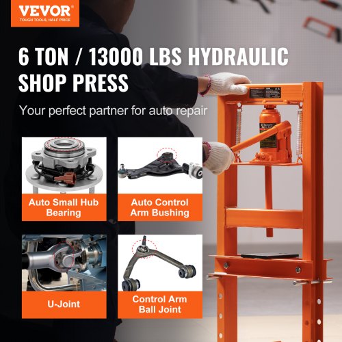 Hydraulic Shop Press 6 Ton HFrame Hydraulic GarageShop Floor Press