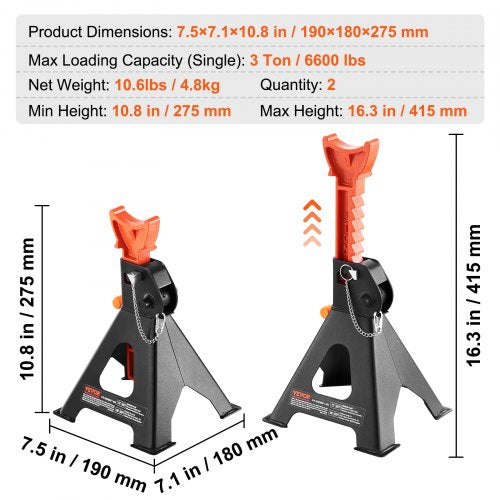Jack Stands 3 Ton 6000 lbs Capacity Car Jack Stands Double Locking