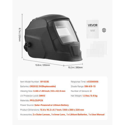 Welding Helmet Auto Darkening 366 x 169 True Color Welding Hood Solar 1