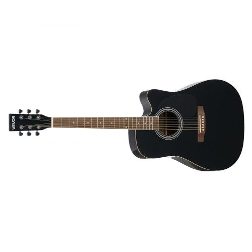 Cutway Acoustic Guitar 41 in 6String Black Solid Spruce Top Guitar