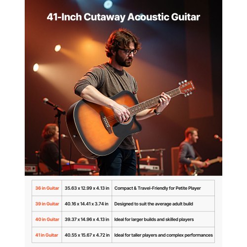41 in Cutway Acoustic Guitar 6String Sunburst Solid Spruce Top Guitar