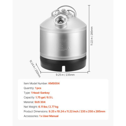 Cleaning Keg 175 Gallon6.5L Keg Line Cleaning Kit with D Coupler