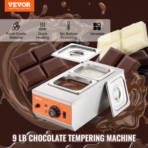 Chocolate Tempering Machine 9 Lbs 2 Tanks Chocolate Melting Pot with TEMP