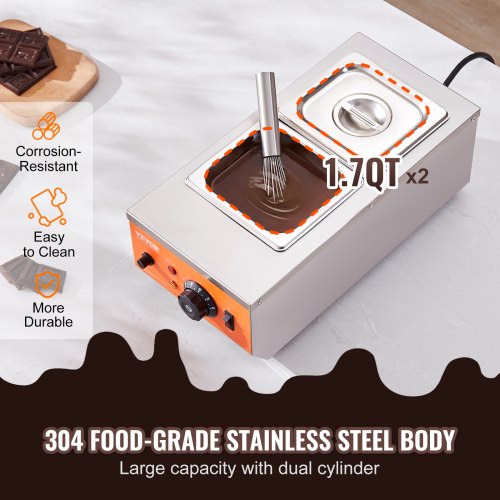 Chocolate Tempering Machine 9 Lbs 2 Tanks Chocolate Melting Pot with TEMP