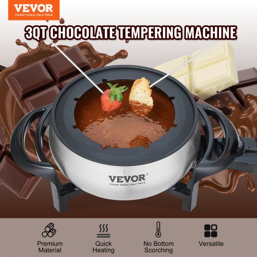 Electric Fondue Pot Set for Cheese Chocolate 3 Quart Chocolate Melting