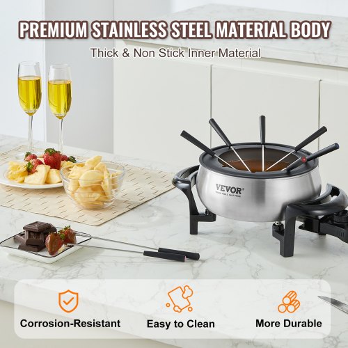 Electric Fondue Pot Set for Cheese Chocolate 3 Quart Chocolate Melting