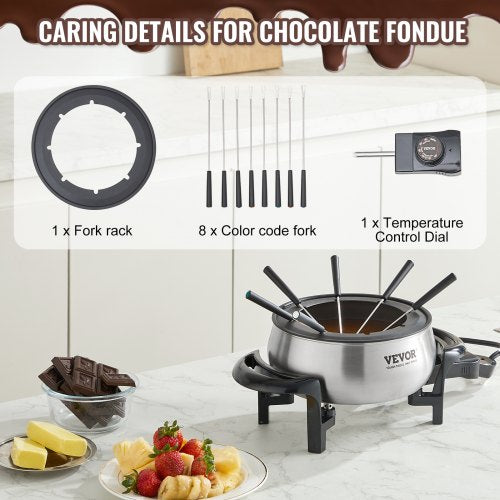 Electric Fondue Pot Set for Cheese Chocolate 3 Quart Chocolate Melting