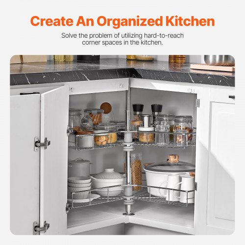 315 Kidney Shaped Chrome Corner Organizer 360° Rotatble Kitchen Base