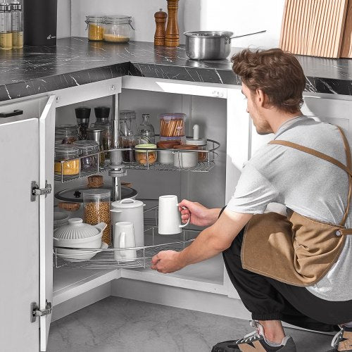 315 Kidney Shaped Chrome Corner Organizer 360° Rotatble Kitchen Base