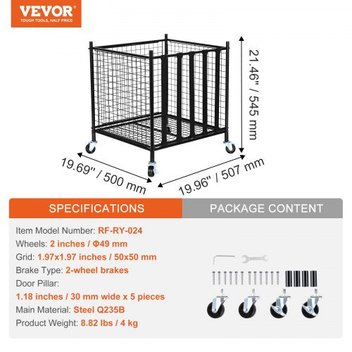 Rolling Sports Ball Storage Cart Lockable Basketball Cage with Elastic