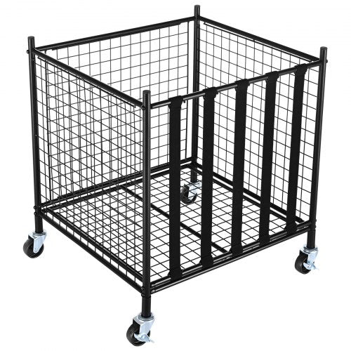 Rolling Sports Ball Storage Cart Lockable Basketball Cage with Elastic